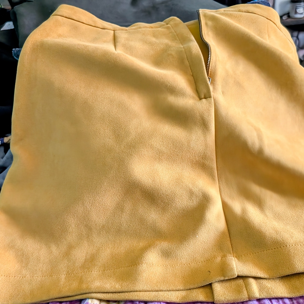 HYFVE Golden Yellow Mini  Skirt Feels Like Suede